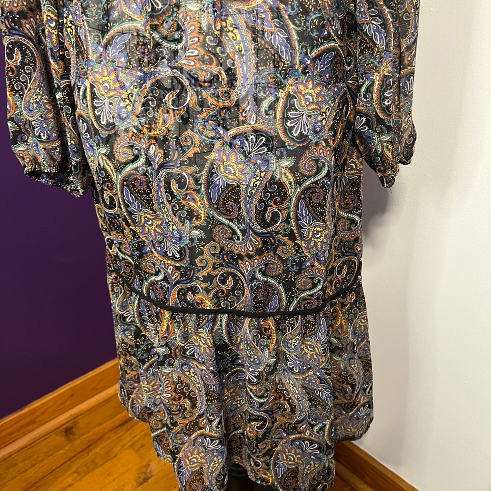 7 for $30 Express Sheer Long Sleeve Paisley Print Dress - Picture 5 of 10